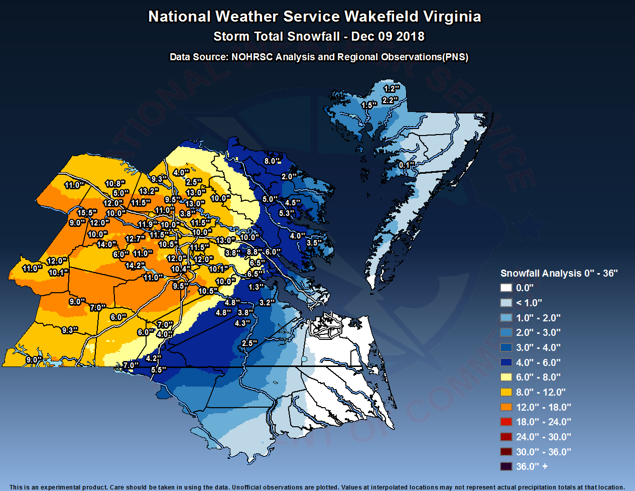 Central Va. snow